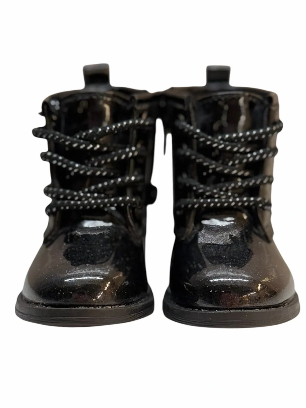Lucky Brand Kristen Black Glitter Combat Boots Youth Size 6 NWOB